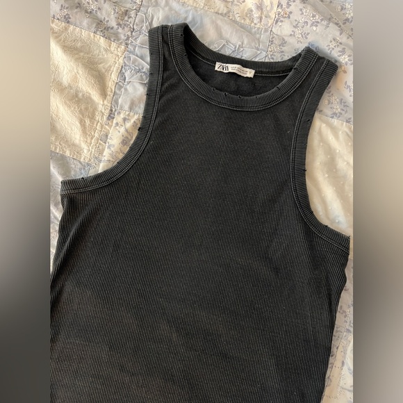 Vintage Effect Charcoal Black Tank Top - Picture 4 of 7